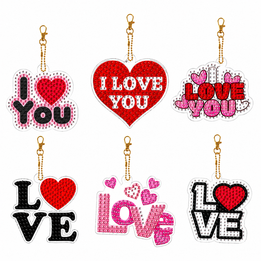 Diamond Painting Mini – Love Anhänger (6er-Set)