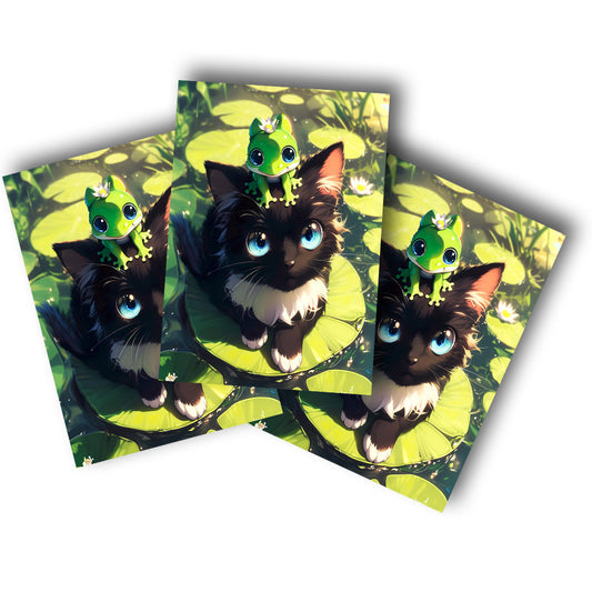 Sticker – Süßes Kätzchen mit Froschfreund