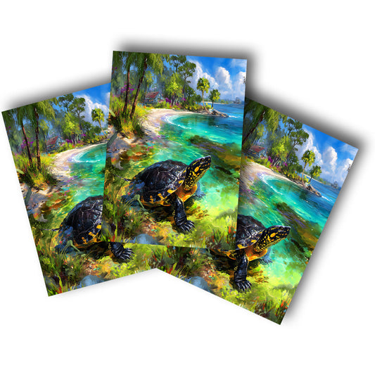 Sticker – Tropische Schildkröte am Strand