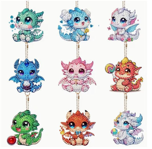 Diamond Painting Mini – Kawai Drachen Set (9er-Set)