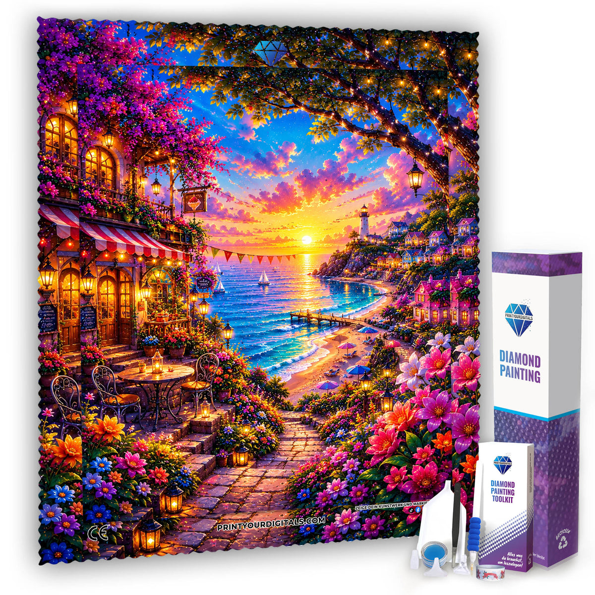 Diamond Painting - Blühende Küstenpromenade