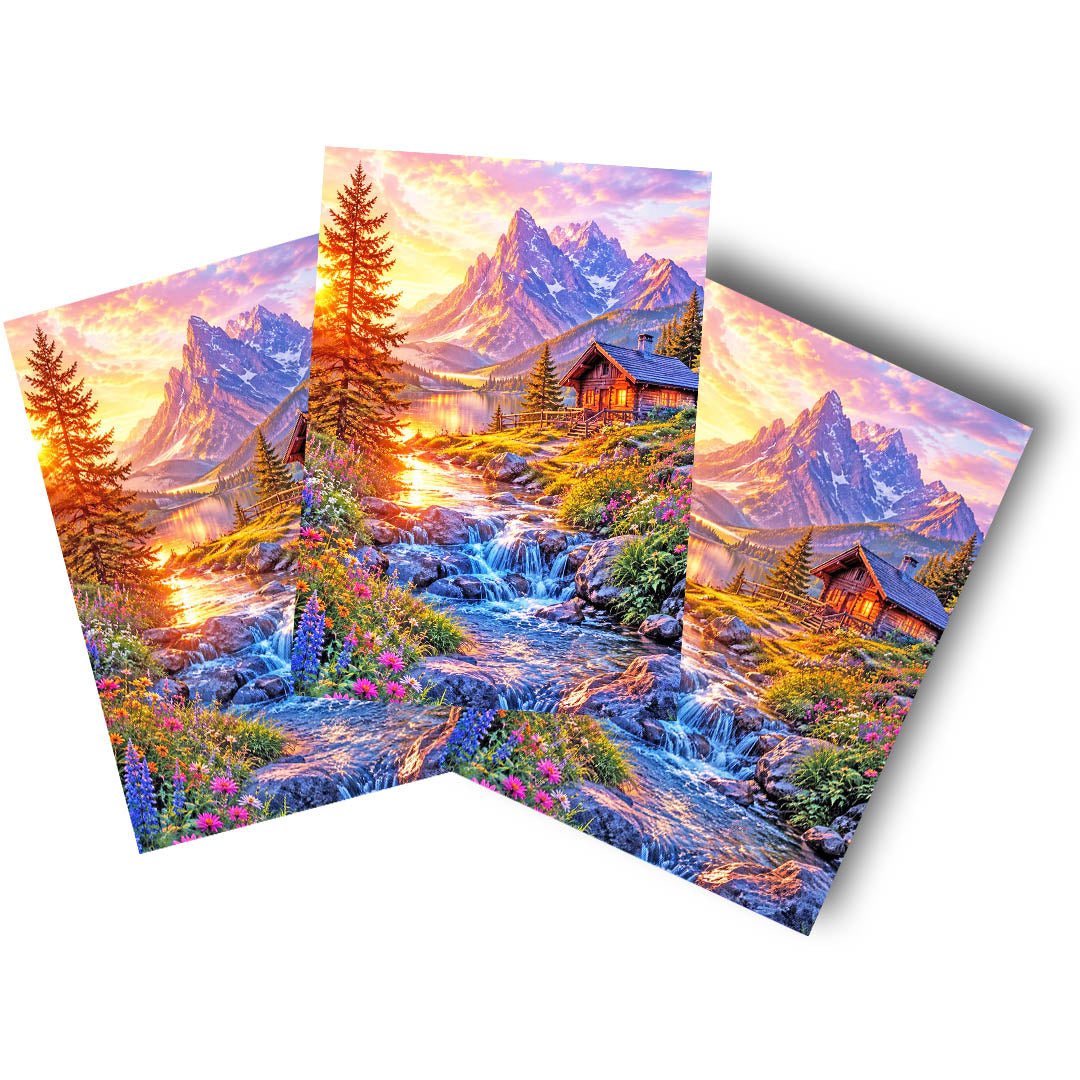 Sticker – Alpenglühen am Bergsee