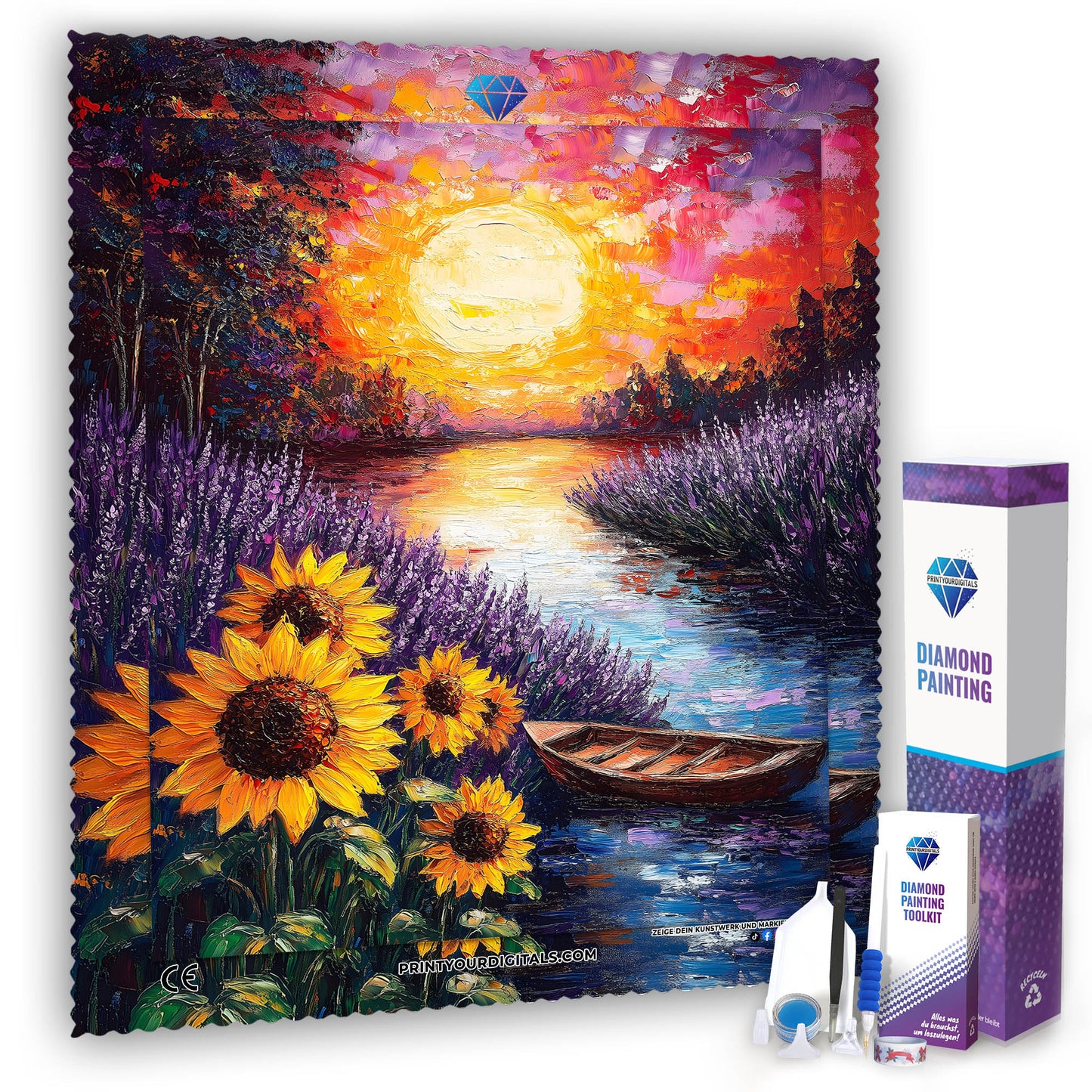 Diamond Painting - Sonnenblumen am See