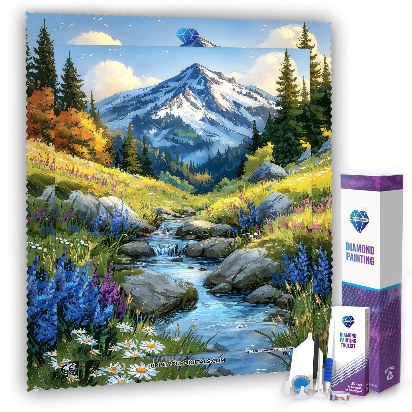 Diamond Painting - Bergbach im Blütental