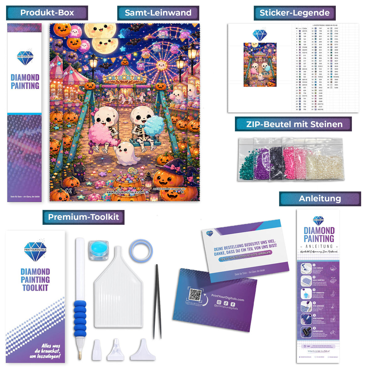 Diamond Painting - Zuckerwatte & Knochen
