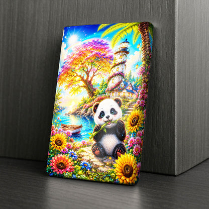 Cover Minder – Panda am Blüten-Leuchtturm