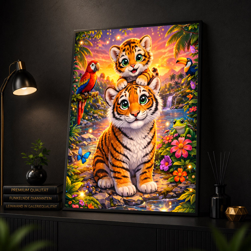 Diamond Painting - Tropische Tigerfamilie