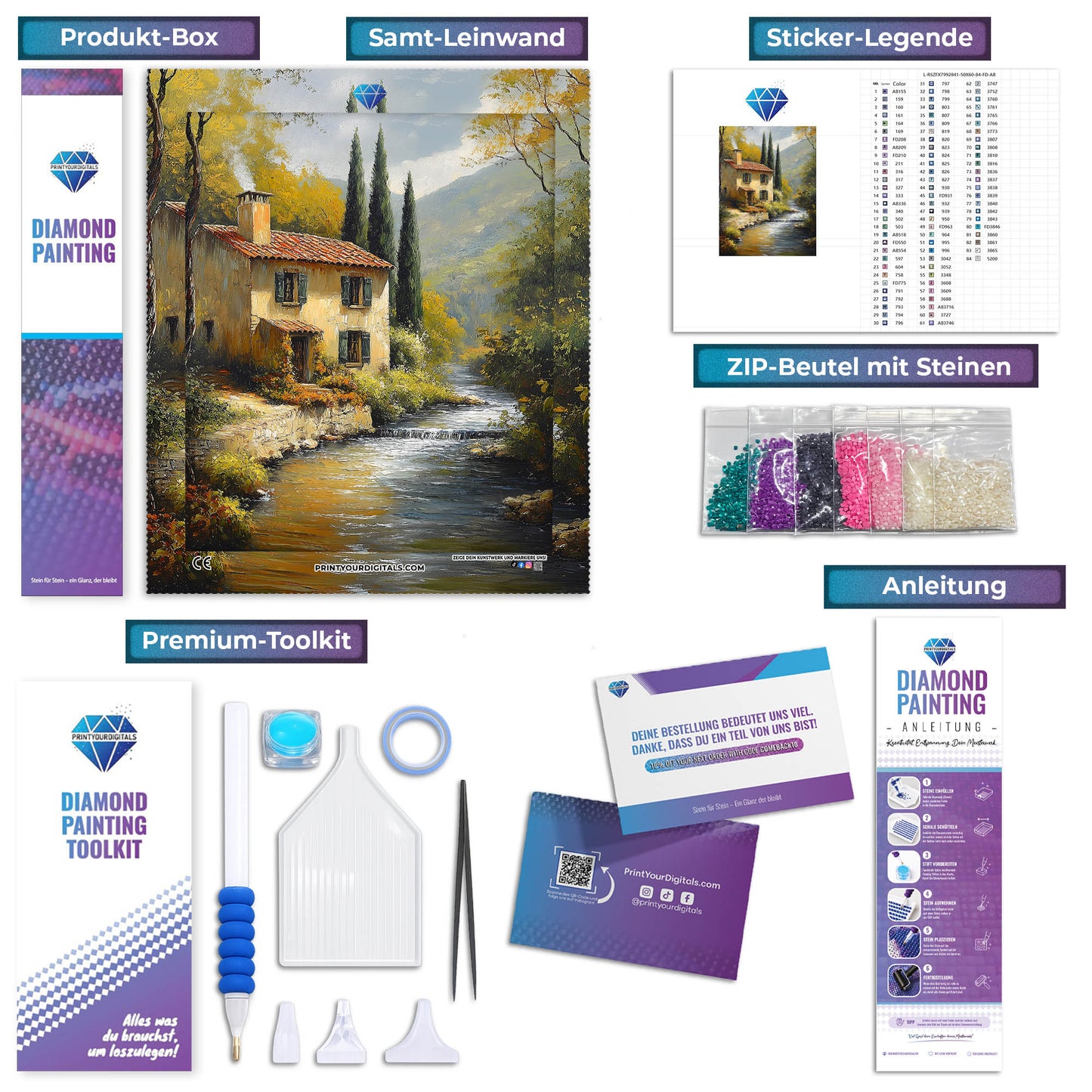 Diamond Painting - Haus am Fluss