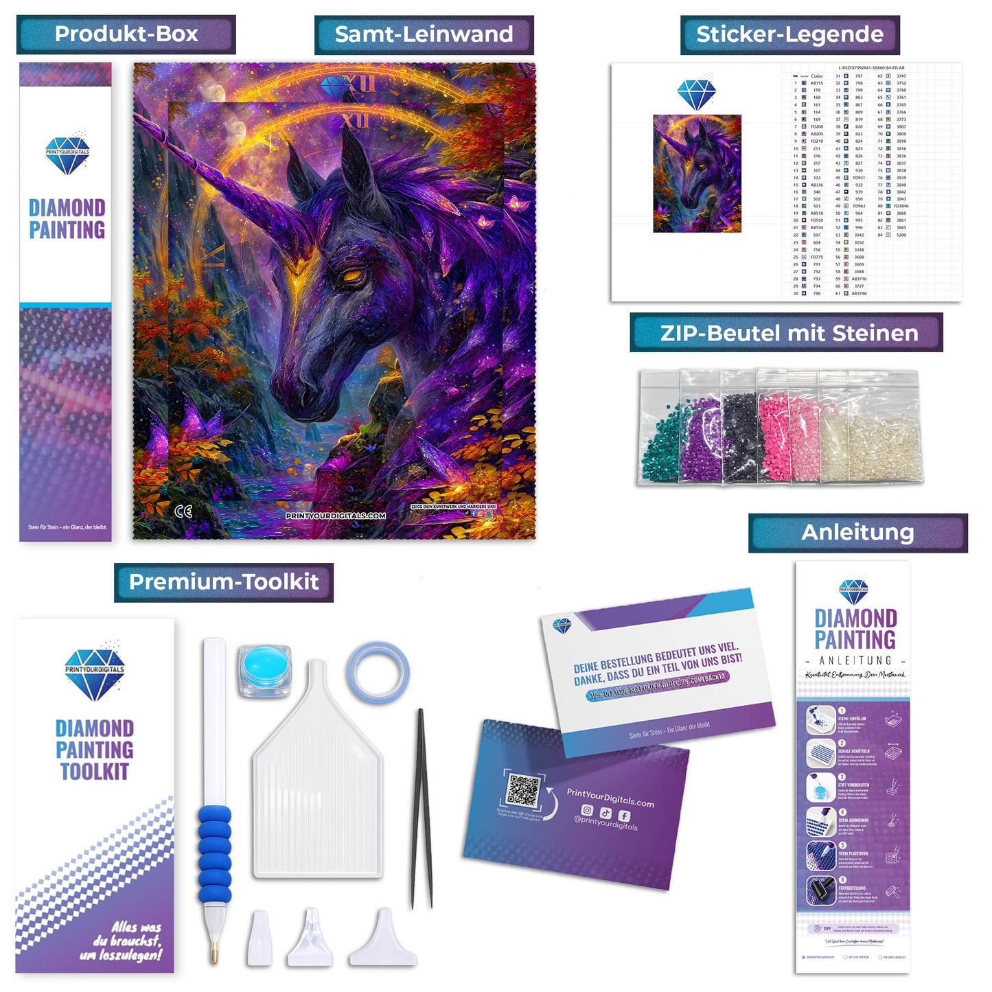 Diamond Painting - Magisches Einhorn der Zeit
