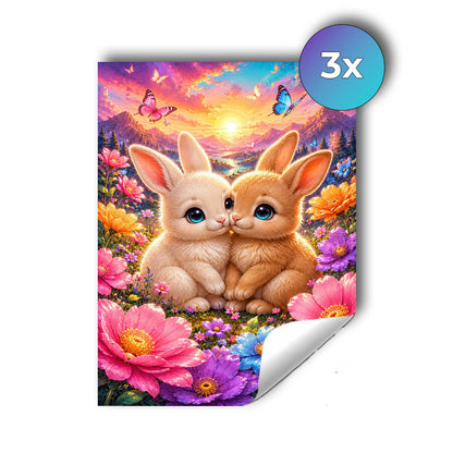 Sticker – Hasenliebe im Blütenmeer