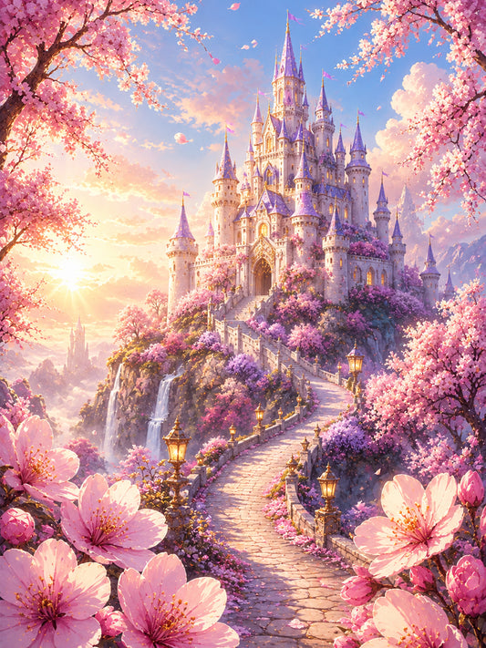 Diamond Painting - Kirschblüten Schloss