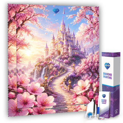 Diamond Painting - Kirschblüten Schloss