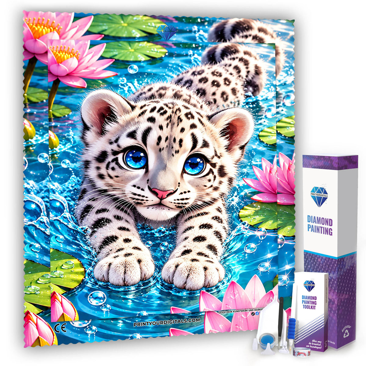 Diamond Painting - Schneeleopardenbaby