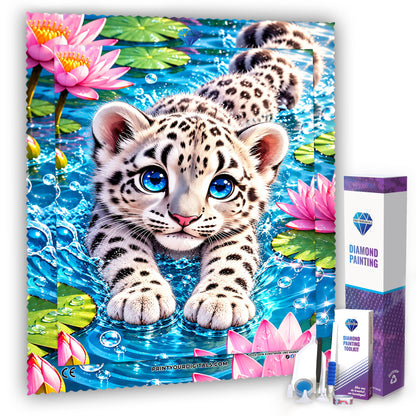 Diamond Painting - Schneeleopardenbaby