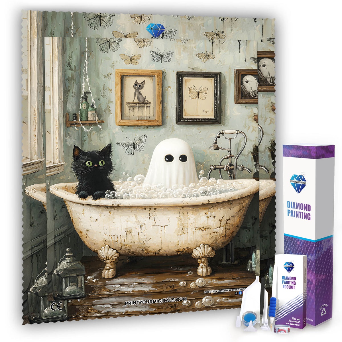 Diamond Painting – Geisterbad und Samtpfote