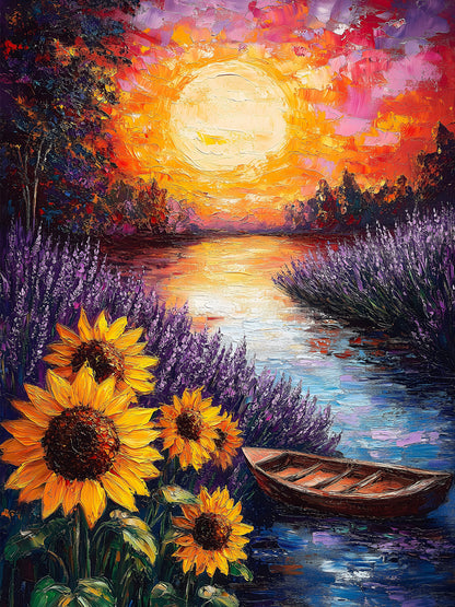 Diamond Painting - Sonnenblumen am See