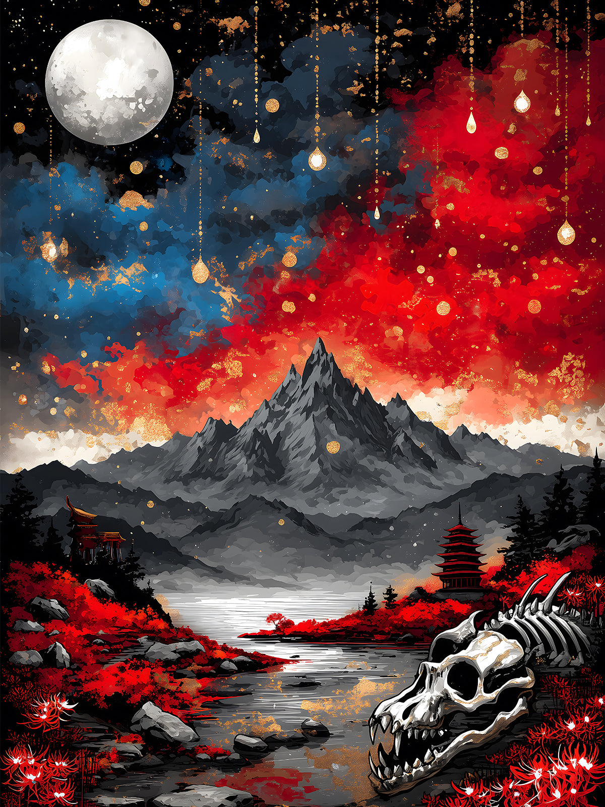 Diamond Painting - Drachenfriedhof am Blutmond