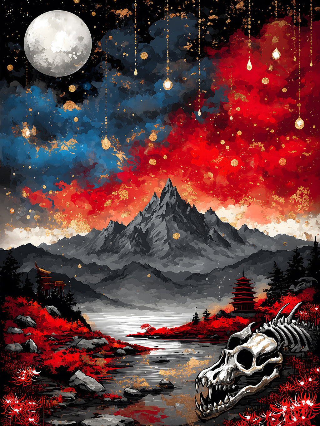 Diamond Painting - Drachenfriedhof am Blutmond