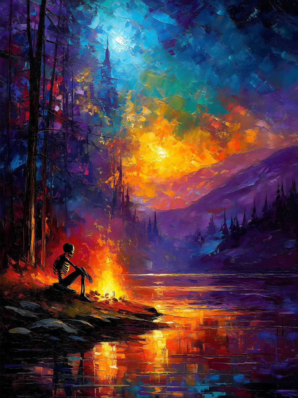 Diamond Painting - Lagerfeuer am Bergsee