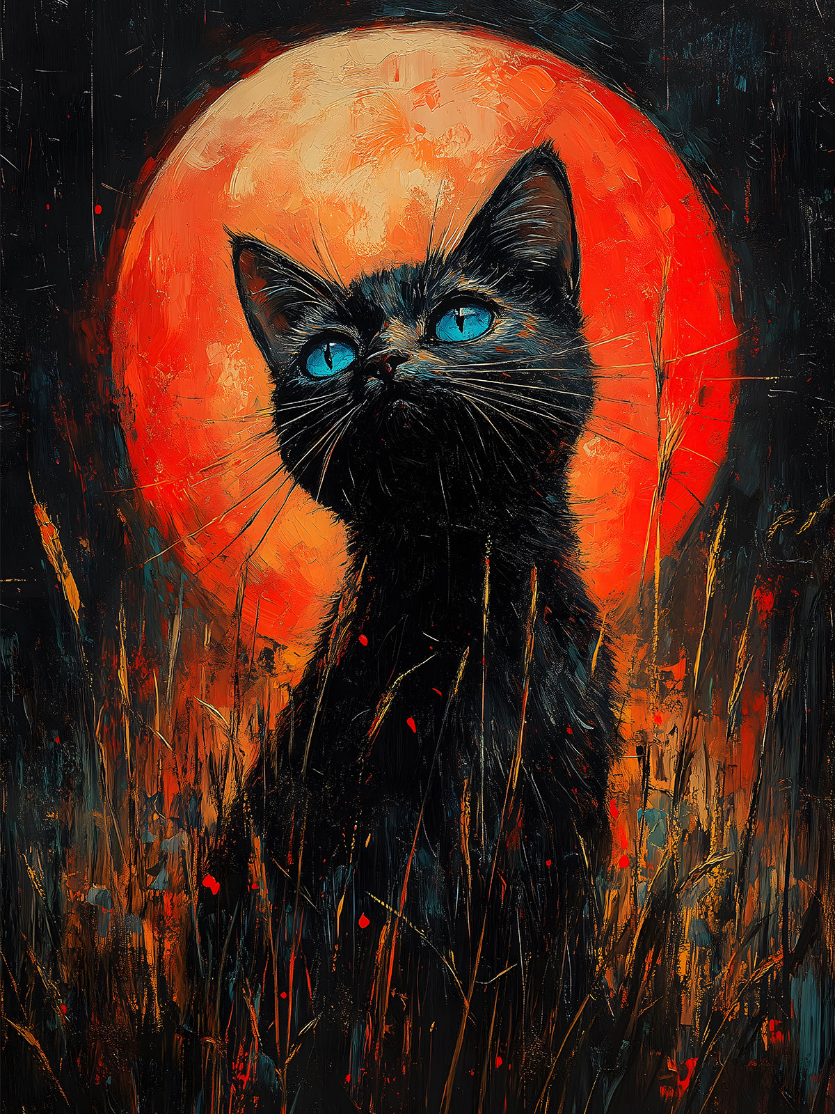 Diamond Painting - Schwarze Katze im Mondlicht