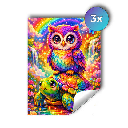 Sticker – Schildkröte und Eule