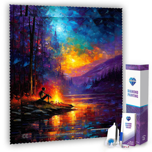 Diamond Painting - Lagerfeuer am Bergsee