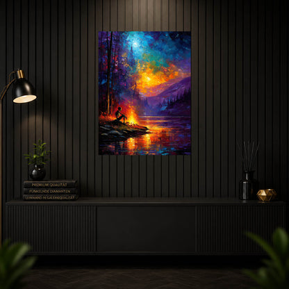 Diamond Painting - Lagerfeuer am Bergsee