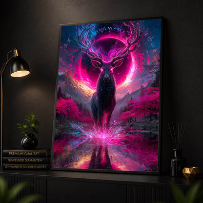 Diamond Painting - Hirsch im Neonmond