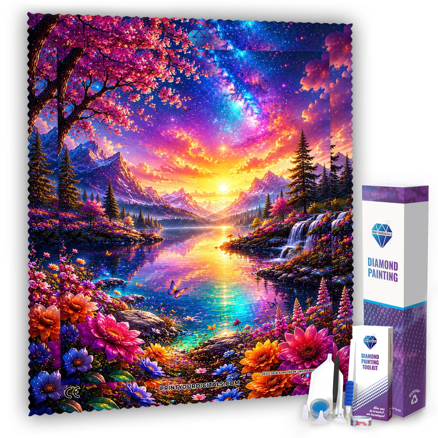 Diamond Painting - Blütensee im Regenbogenlicht