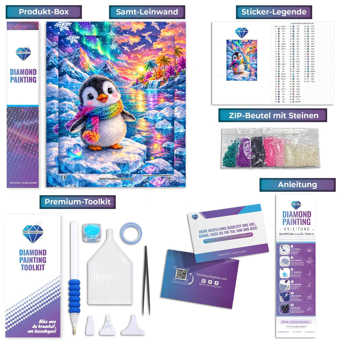 Diamond Painting – Regenbogen-Pinguin
