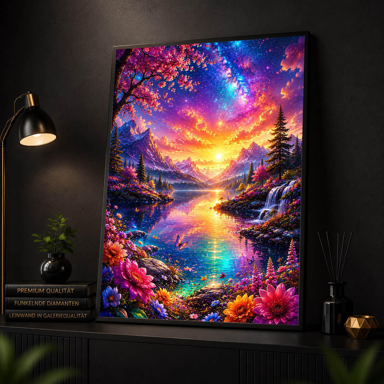 Diamond Painting - Blütensee im Regenbogenlicht
