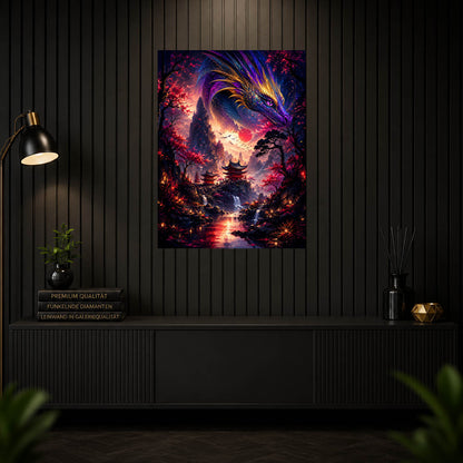 Diamond Painting - Drache über dem Tempeltal
