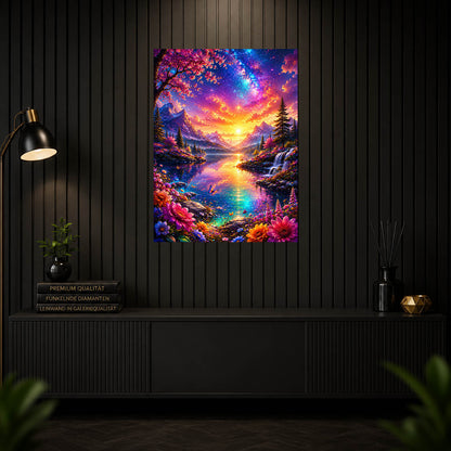 Diamond Painting - Blütensee im Regenbogenlicht