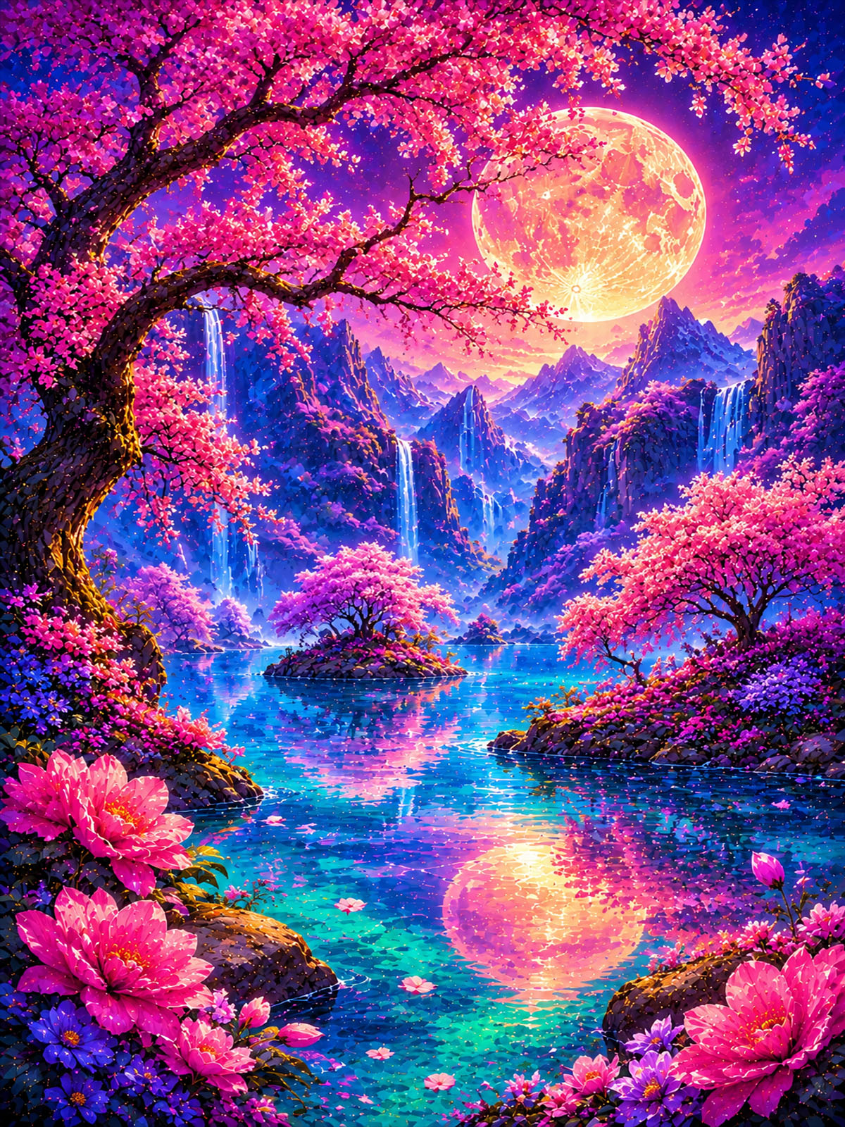 Diamond Painting - Blütenmondlicht