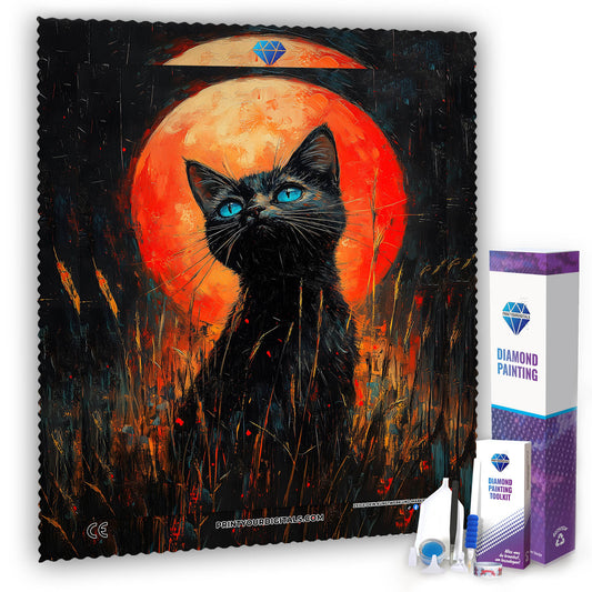 Diamond Painting - Schwarze Katze im Mondlicht