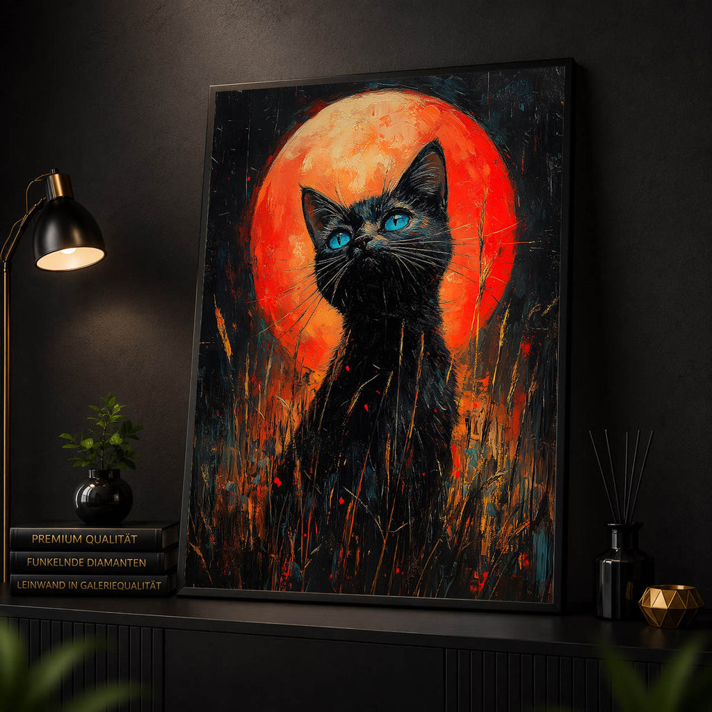 Diamond Painting - Schwarze Katze im Mondlicht