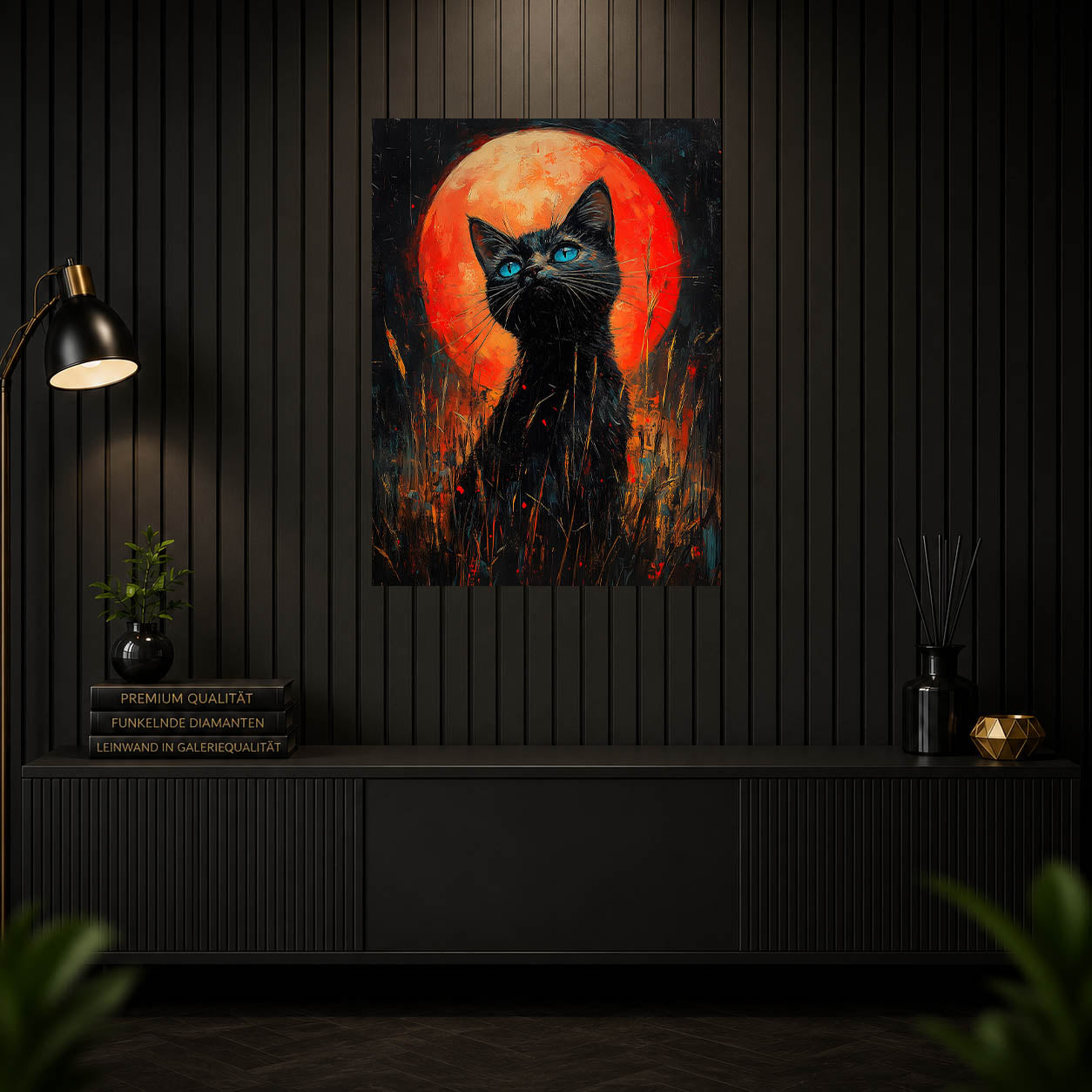 Diamond Painting - Schwarze Katze im Mondlicht