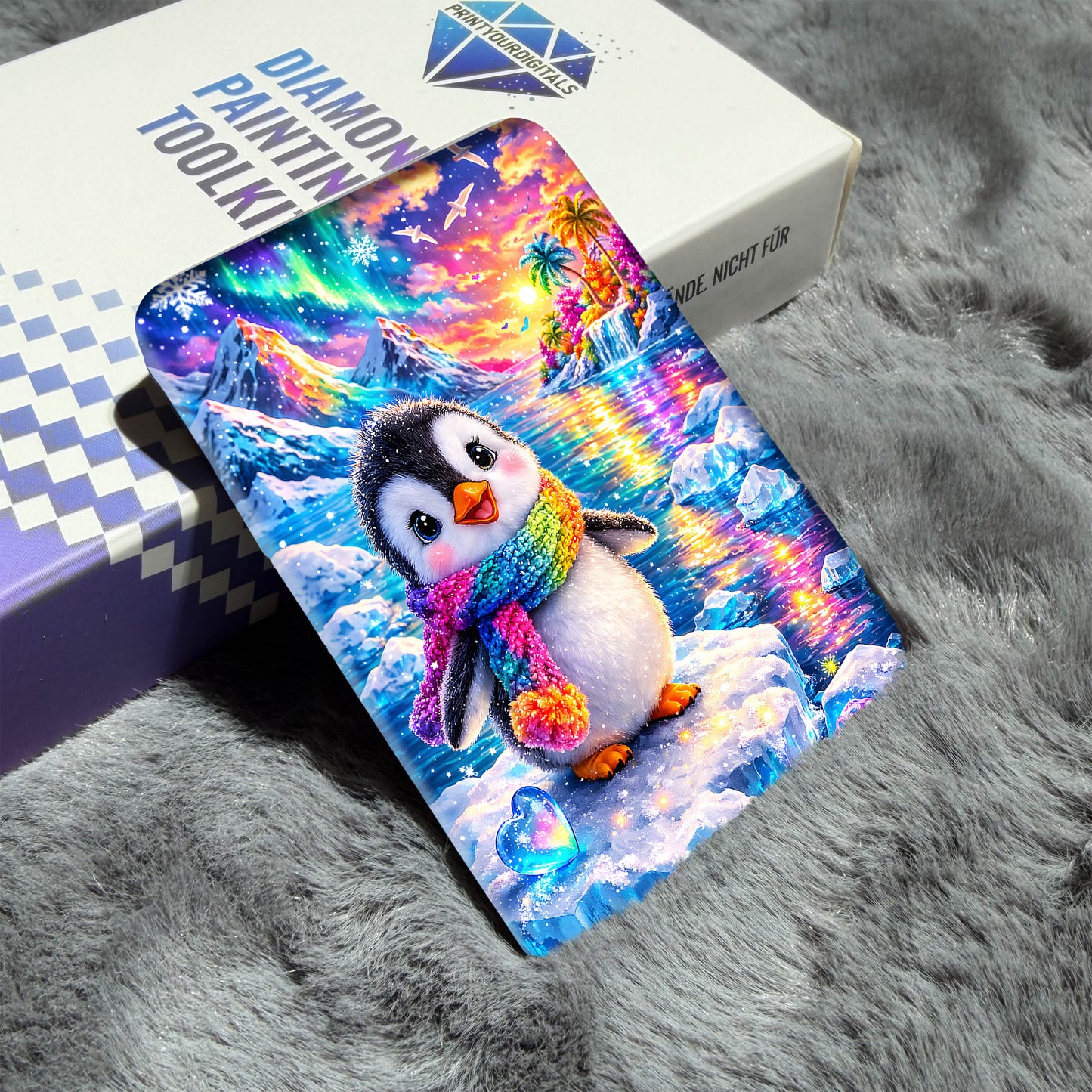 Cover Minder – Regenbogen-Pinguin