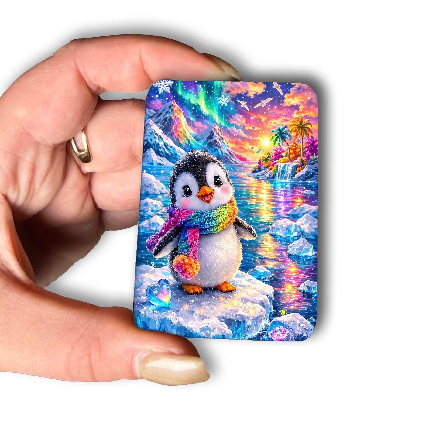 Cover Minder – Regenbogen-Pinguin