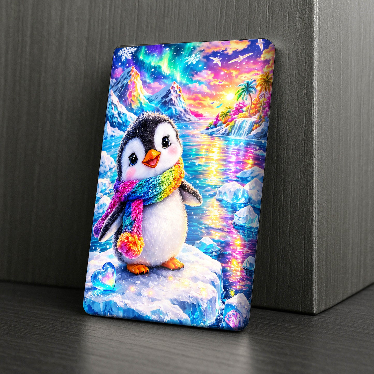 Cover Minder – Regenbogen-Pinguin