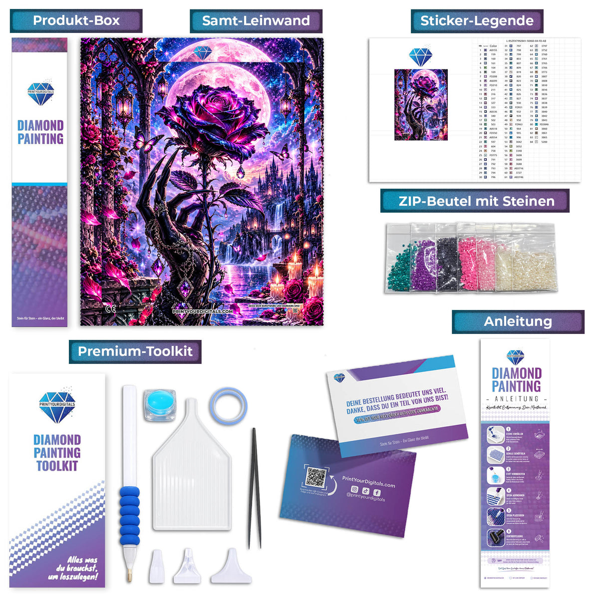 Diamond Painting – Rose der ewigen Nacht