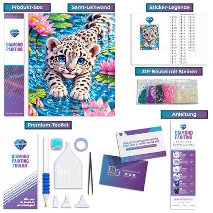 Diamond Painting - Schneeleopardenbaby