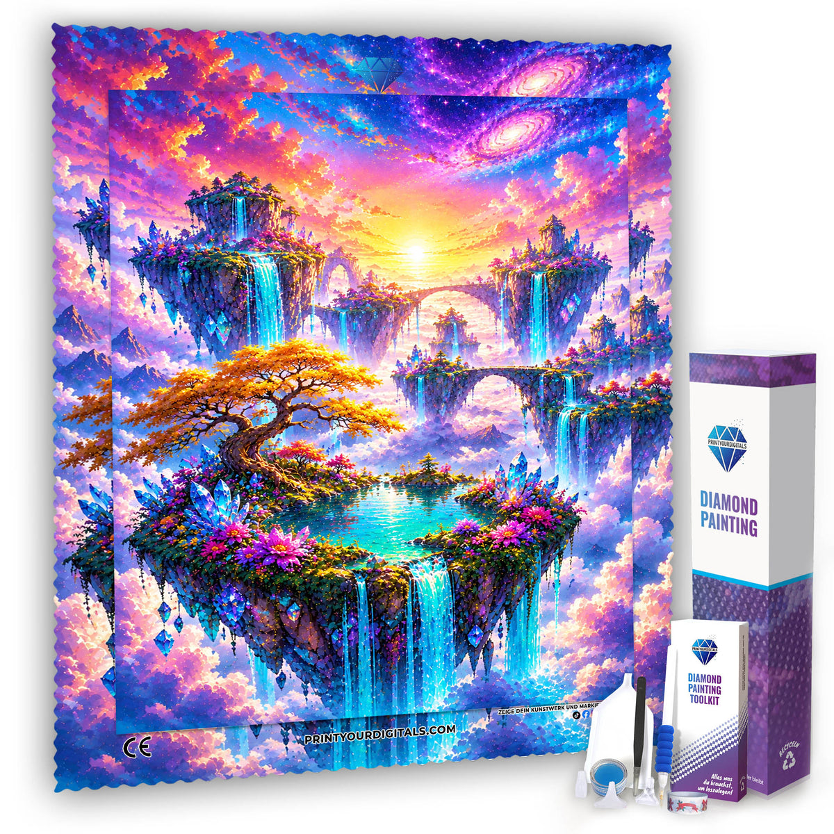 Diamond Painting - Schwebende Wasserfall-Inseln