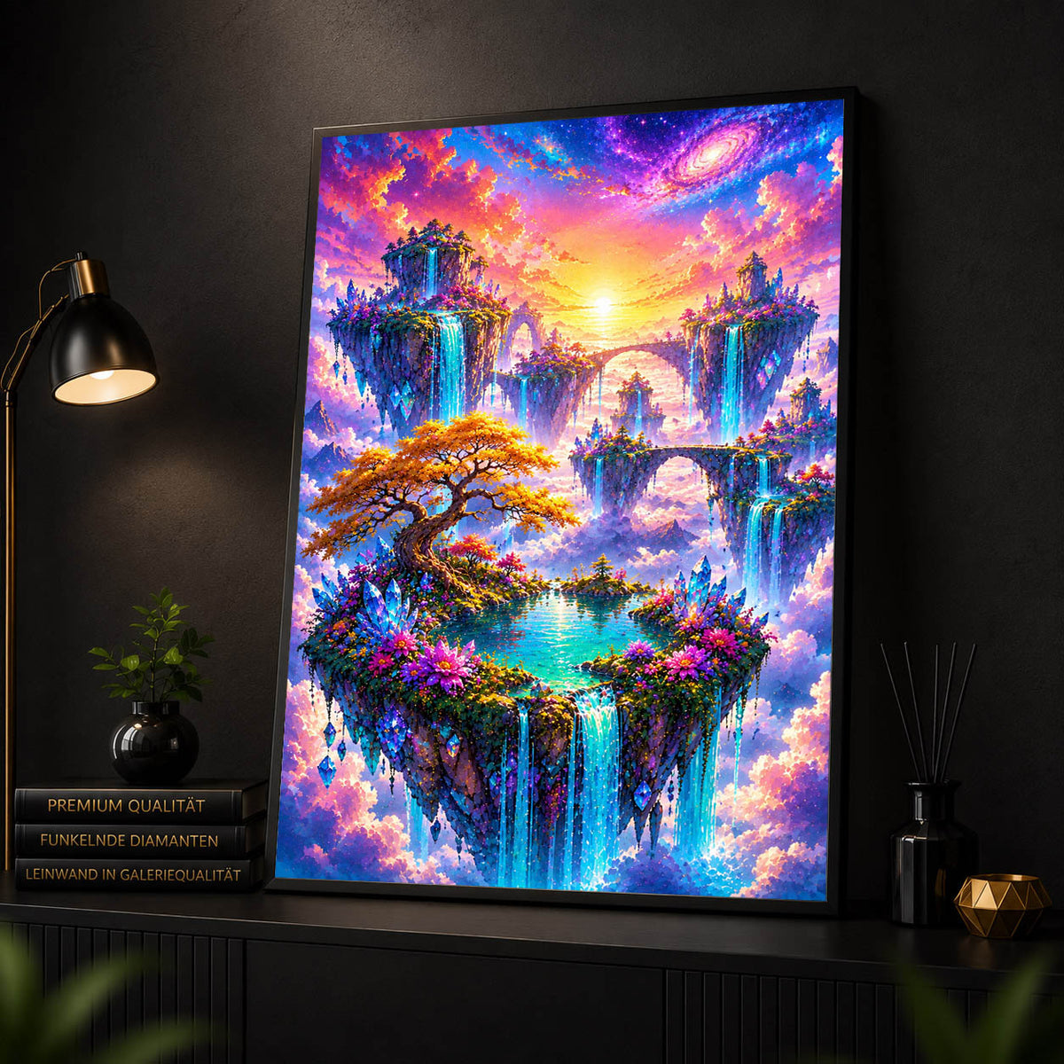 Diamond Painting - Schwebende Wasserfall-Inseln