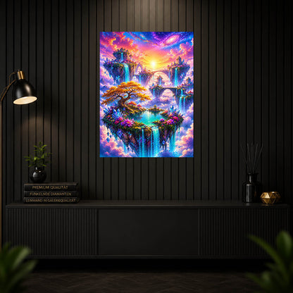Diamond Painting - Schwebende Wasserfall-Inseln