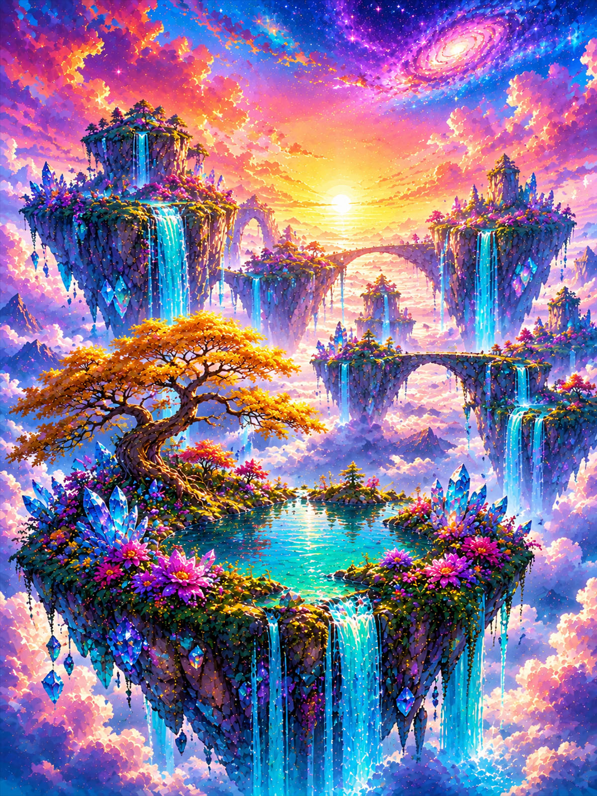 Diamond Painting - Schwebende Wasserfall-Inseln