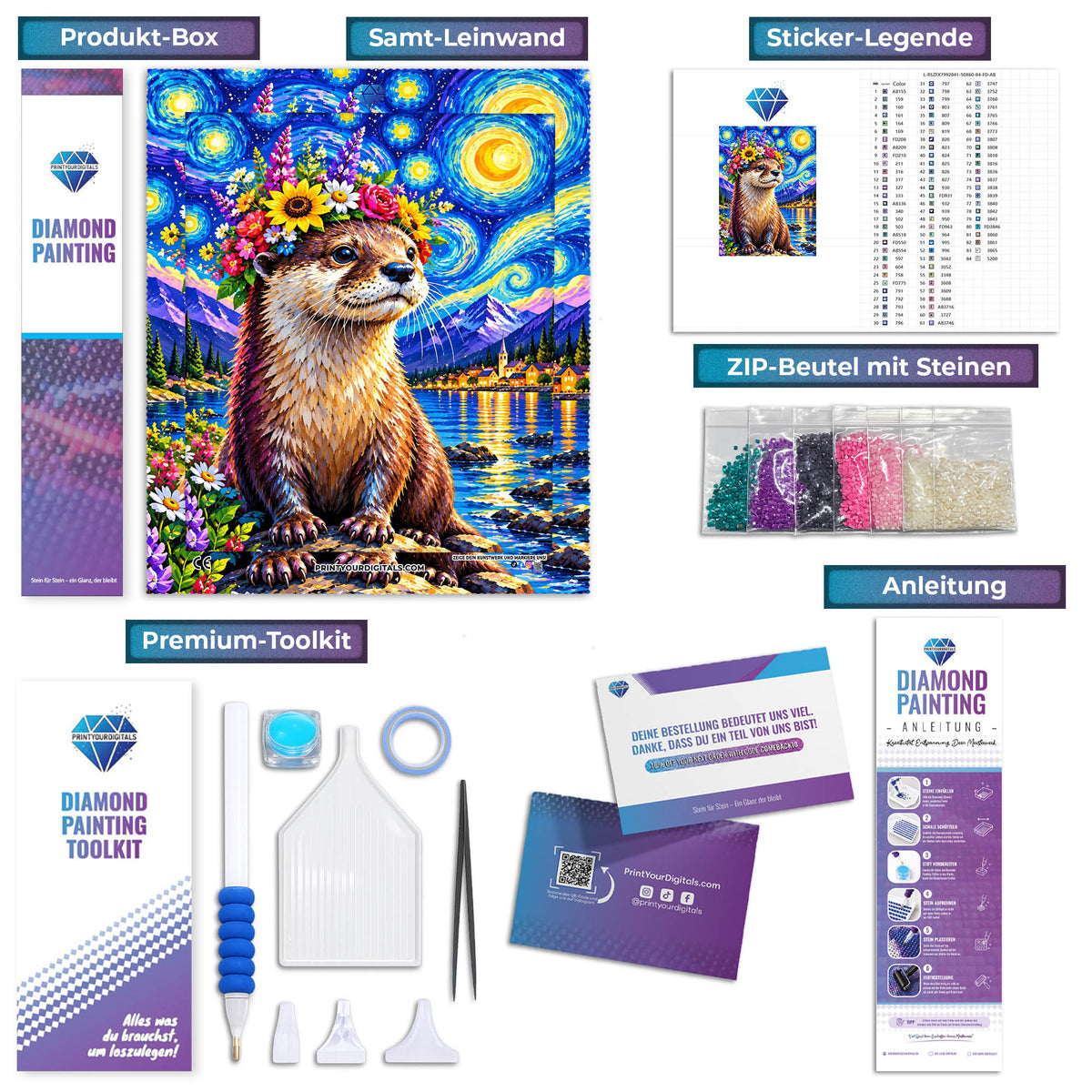 Diamond Painting - Otter Bilbo in der Sternennacht