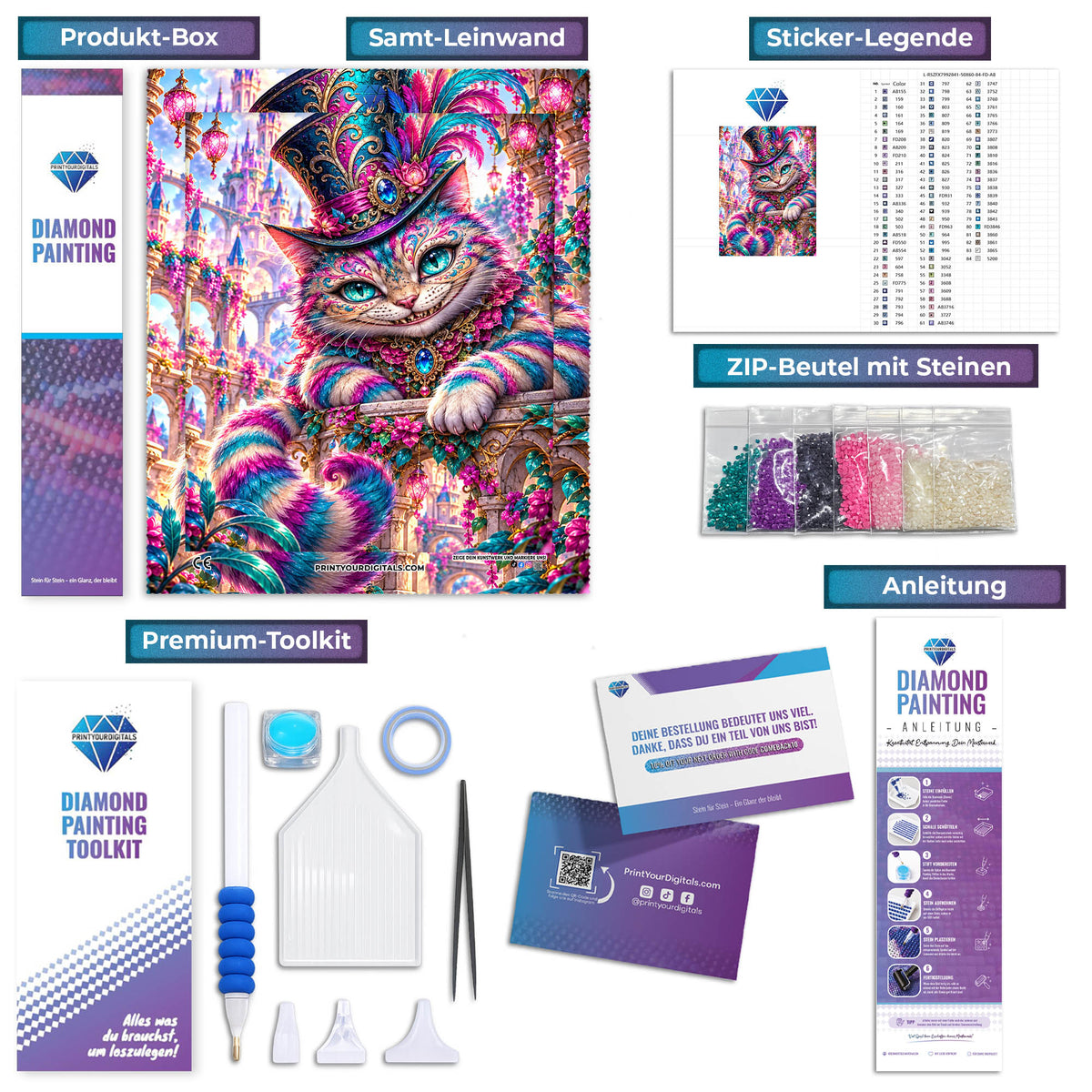 Diamond Painting - Grinsekatze Magie