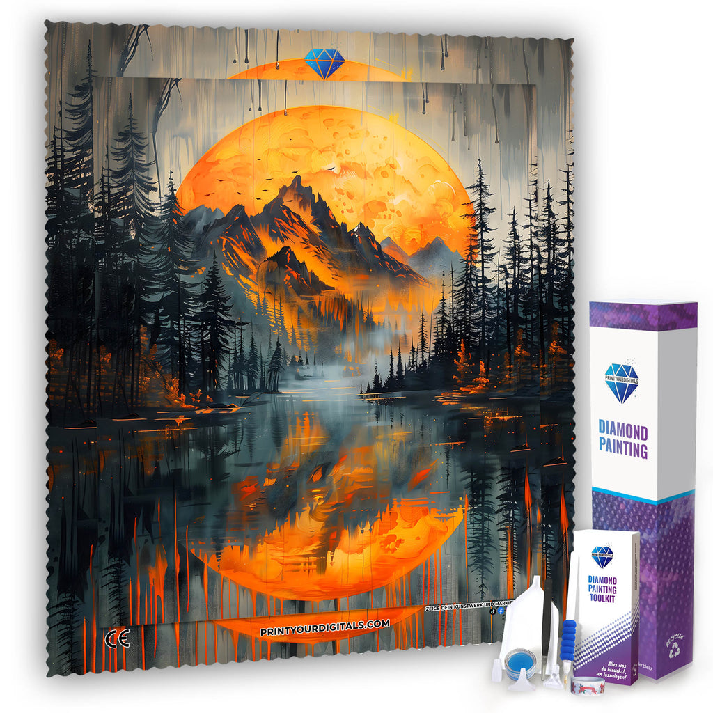 Diamond Painting - Orangefarbener Mondsee