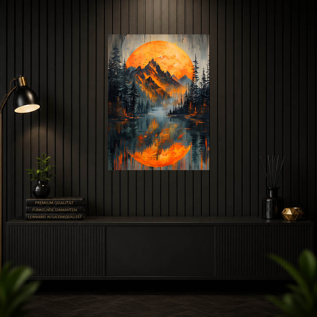 Diamond Painting - Orangefarbener Mondsee